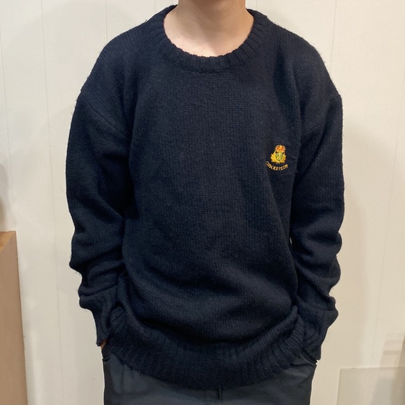 Vintage Cricketeer Virgin Wool Crew Pullover Sweater Black in size M Unisex - Picture 2 of 11